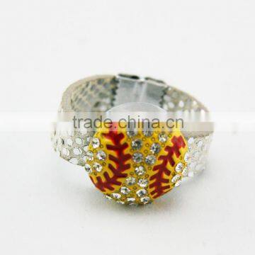 rhinestone baseball finger leather ring