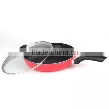 Enamel cast frying pan with lid