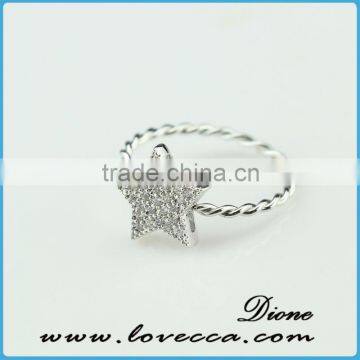 Micro pave setting ring cubic zircon cute star shape jewelry ring wholesale