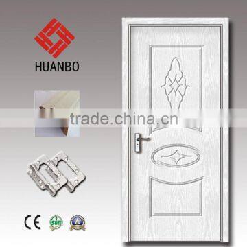 Modern design mdf wood flush carved pure white door for bedroom