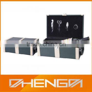 Best Sell Factory Custom Made Stand Black Leather Wine Box With Zipper (ZDS-F373)