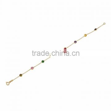 14K Solid Gold Rose Cut Color Zircon Light Bracelet