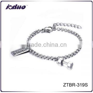 Fashion Dumbbell "Strong Is Beautiful" Stainless Steel Bracelet