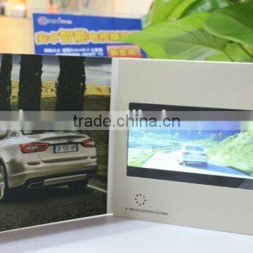 Customized 7 inch paper business brochure lcd greeting card video brochure with built in memory for christmas gifts