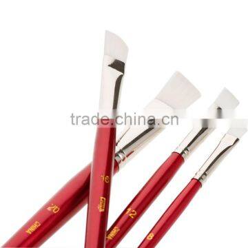 Wholesale Professional Artist Paint Brush Set High Quality 6Pcs White Nylon Flat Hair Wooden Handle Oil Artist Paintbrush