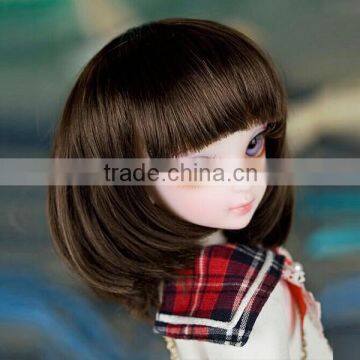 new arrival short silky straight dark brown doll wig with bangs/fringe