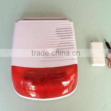 Wireless solar strobe siren alarm with rechargeable battery