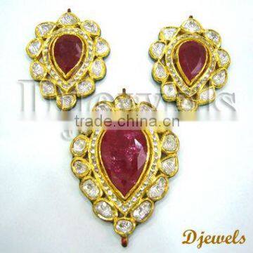 Polki Meena Pendant Sets, Kundan Polki Pendant Sets, Polki Jewelry