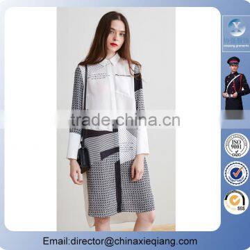 2016 Fashion Ladies Splices Dress Shirt Dress for Women