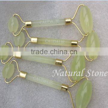 2015 Top Grade Jade Roller Carved Brand Logo Real Jade Face Care Massage Roller photo-4