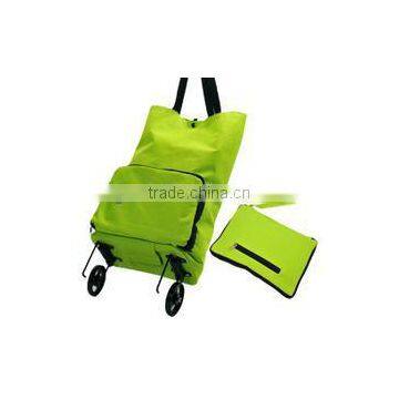 600d polyester folding shopping bag with wheels