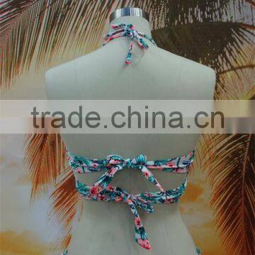 2016 New Arrival Flower Printed Retro High Waist Bikini photo-2