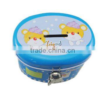 oval tin money box for wholesale