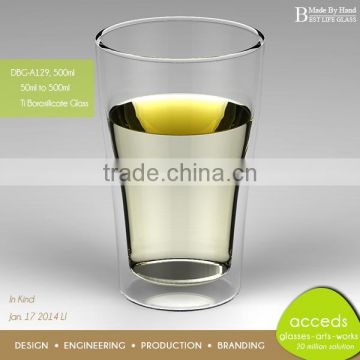 High Quality Made-in-China Double Walled Pyrex Drinking Glass Cup