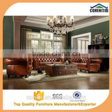 Jane European Style Cheap Living Room Furniture Design Center Table Trunk With Genuine Leather Covered