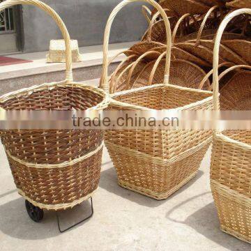 Countryside Style Willow Wicker Wheelie Shopping Basket Trolley(manufacture)