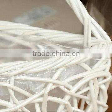 Europe Style White Wicker Artificial Flower Hanging Basket photo-5