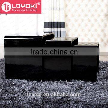 New Design High Gloss Set of 3 Nest Table MDF Wood Side Table Living Room Coffee Table photo-5