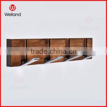 Decorative Foldable Solid Wood with Metal Wall Mount Coat Hooks