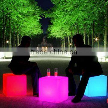 Hot Sale Outdoor Waterproof LED Lights Plastic Cube Garden Chair 35cm