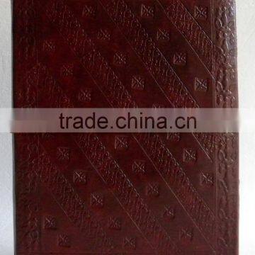 Handmade Genuine Embossed Lady Under Tree Strap Closure Leather Notebook photo-3