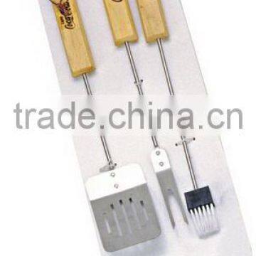 3pc BBQ Tools Set with Wooden/Rubber wood Handle