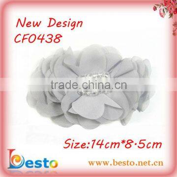 CF0438 Fashion pretty chic handmade grey pearl center oval shabby chiffon flower