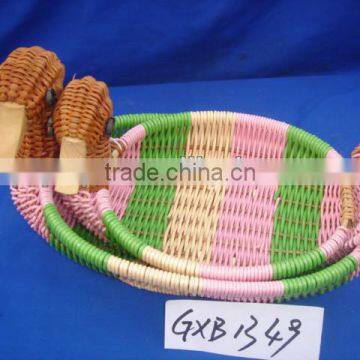 Plastic rattan storage basket animal shape basket festival basket