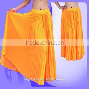 Shine Yellow Orange Gold Color Pleated Skirt Dance Plwated skirt