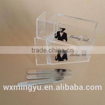 plastic box of metal collar stays, plastic collar stays packaging box, can print with logo, garment plastic collar box