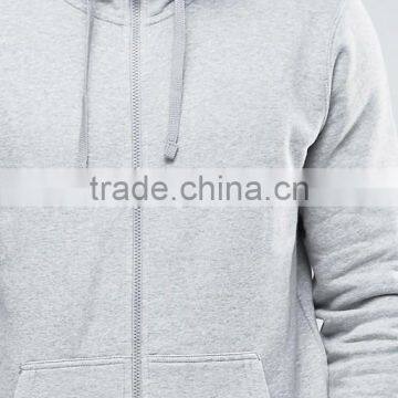 High Quality Custom With Drawstring Hood Side Pockets Grey Men's 80% Cotton, 20% Polyester Casual Breathable Zipper Up Hoodies photo-3