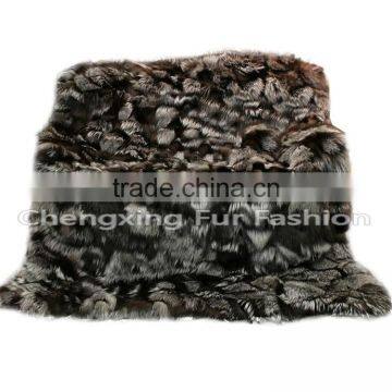 CX-D-116 Wholesale Luxury Real Silver Fox Fur Throw And Fur Blanket photo-2