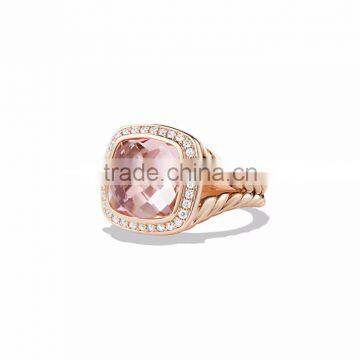 Big Gemstone With CZ Studded Rose Gold Plated Ring