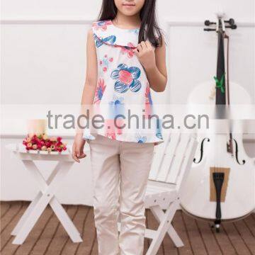 2014 latest Children Casual White Cotton slub girls jeans