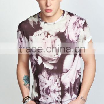 Fashion all over floral sublimation printing t shirt