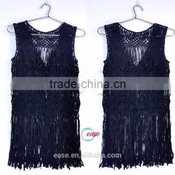 High quality lady hand made sexy sleeveless sweater