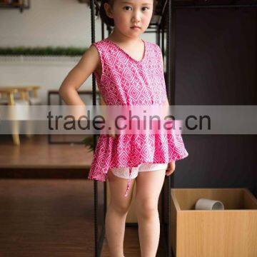 COOL KID ZONE 2016 Summer Children Girl Print V Neck Chiffon Short Sleeveless Dresses Design Girl Dress