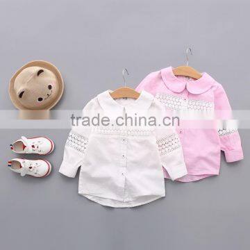 S33435W Girls Long Sleeve Shirt Baby Girls White Blouse Brand School Casual Shirts