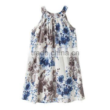 ShiJ Kids Clothes 2017 100% Linen Print Girls Dresses For Teenage photo-4