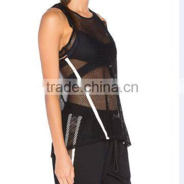 Wholsale OEM Women's 3pcs Yoga Set Jacket And Elastic Workout Leggings Pants Hot Sexy Xxx Mesh Sports Wear photo-3