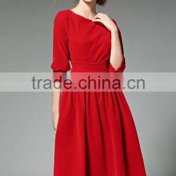 Ladies Royal-blue/red Bouffant Pleuche Dress With Zipper Back photo-4