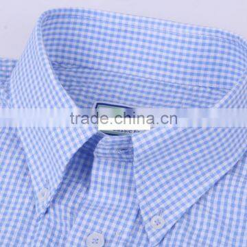 2017 New Light Blue Checks Men's Short Sleeve Shirt Wholesale photo-4