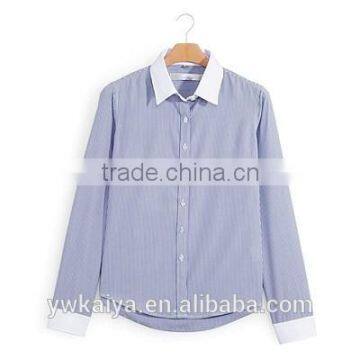 2015 classic straight stripe women long sleeve women blouse college pattern OEM