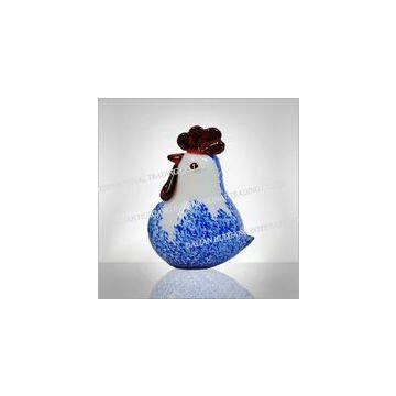 Wholesale Cheap Miniature Glass Chook With Blue Spots For Home Decor