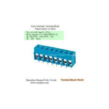 Pitch 5.0mm/ 0.197in Euro Terminal Block 08 poles Current rating 15A