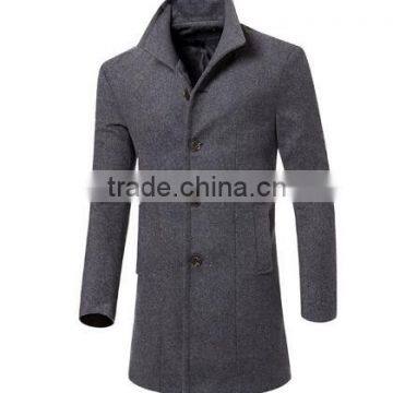 Fashion Brand Winter Mens Wool Jacket Single Breasted Slim Fit Solid Men's Wool Coat Men Long Overcoat photo-3