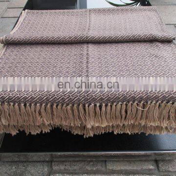 Alpaca Throw Blanket of Brown With Beige Color photo-2