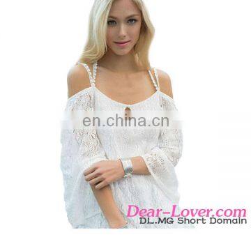 Fashion White Strappy Off Shoulder Lace Crochet Wholesale Beachwear