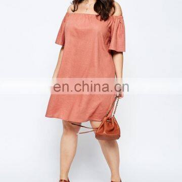 New arrivel summer off shoulder women's dress knee length dress