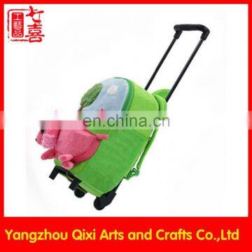 School kids trolley bag soft plush toy trolley backpack